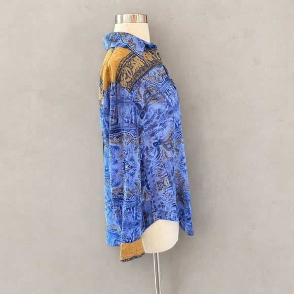 Coastal Semi Sheer Printed Long Sleeve Button Down Blouse - Picture 8 of 12